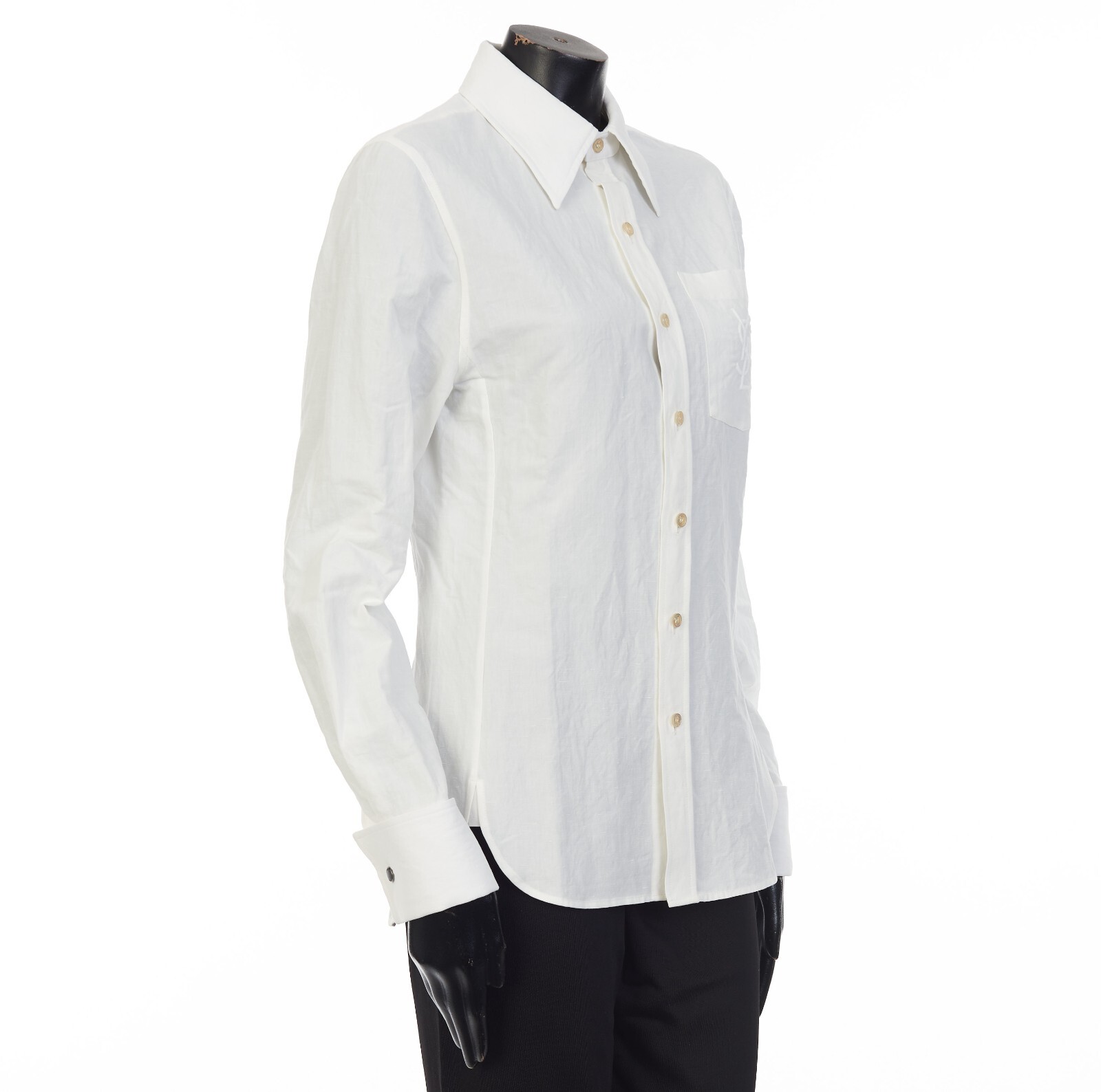 Pre-owned Saint Laurent 1350$ White Embroidered Shirt In Cotton And Linen
