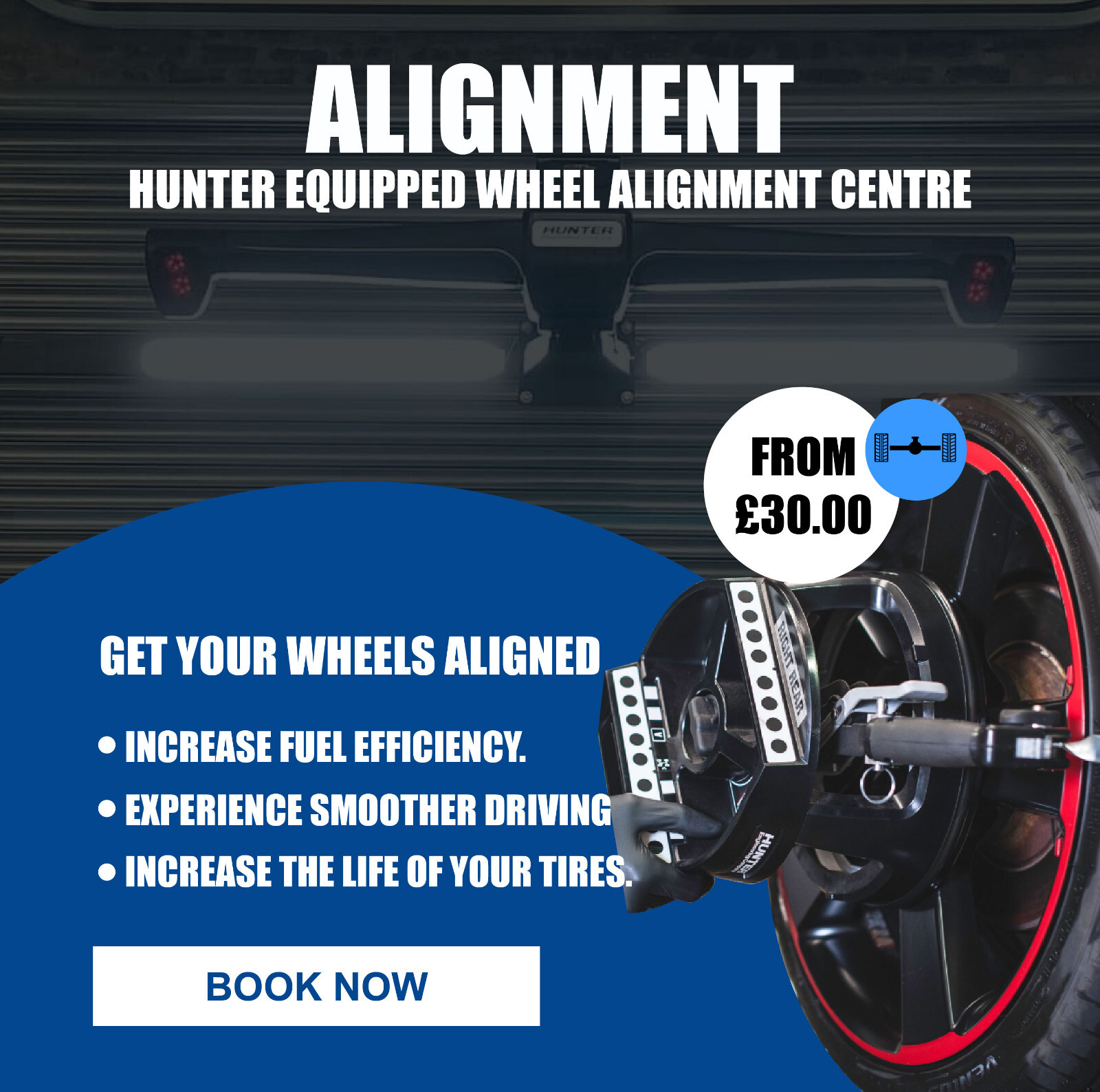 Tracking on Hunter 4 Wheel Alignment System, Discount (Braintree Tyres CM7 2QS)