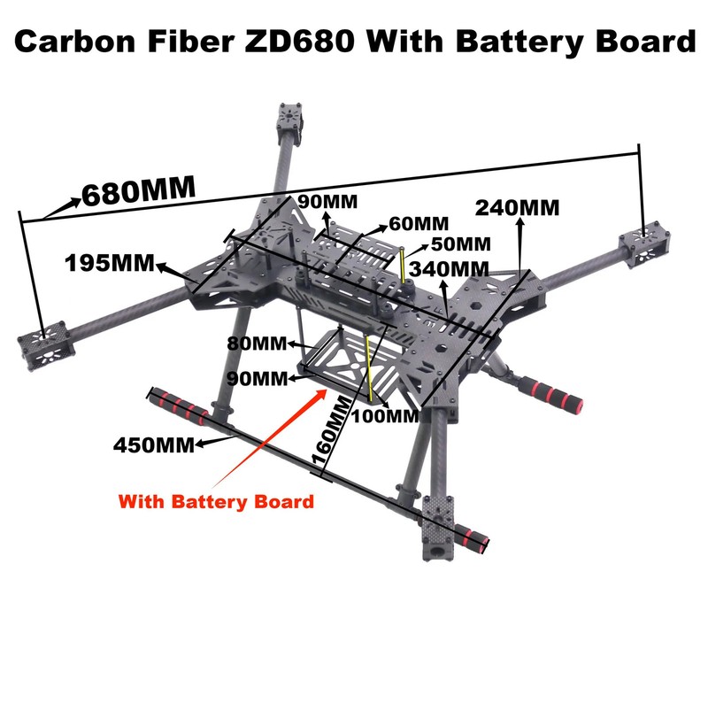 New F680 all carbon fiber ZD680 foldable arm aircraft frame kit PIXHAWK Ardupilo