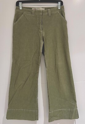 Anthropologie Sitwell Casual Pants Light Olive Green Flat Front Size 2 Wide Leg