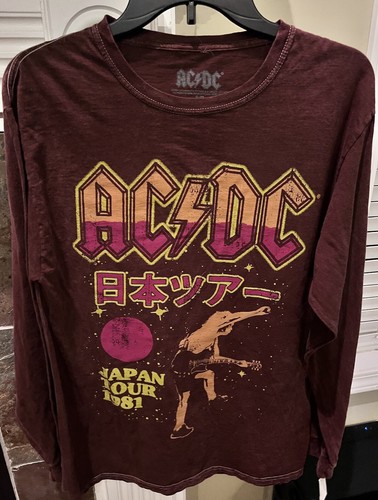 AC⚡️DC Rock Band Japan Tour 1981 Washed Brown Long Sleeve