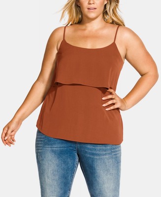 City Chic Women's Tank Shell Camisole Top Brown Size 14