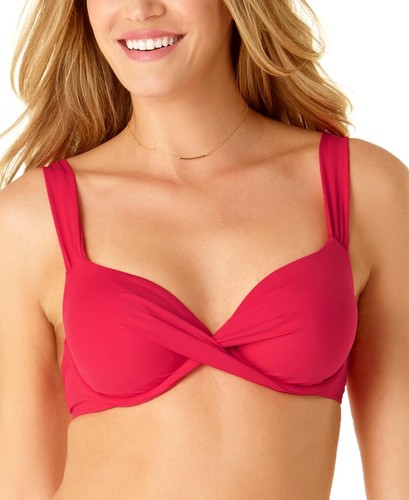 Anne Cole 300655 BERRY Twist-Front Bikini Top Swimwear Size US 36 B/34 C
