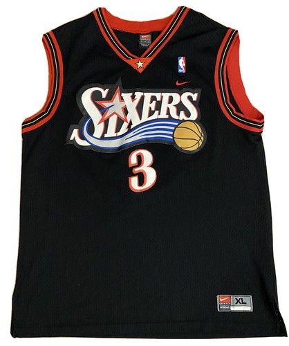 NIKE 76ERS IVerson(アイバーソン)2XLレプリカユニフォーム Vintage Nike Philadelpha Sixers Allen Iverson Black Jersey