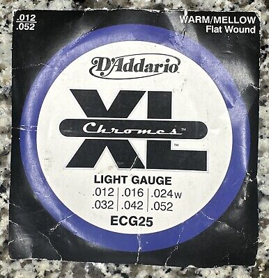 D'Addario ECG25 Chromes Warm / Mellow Flat Wound Light 12-52 Guitar Strings