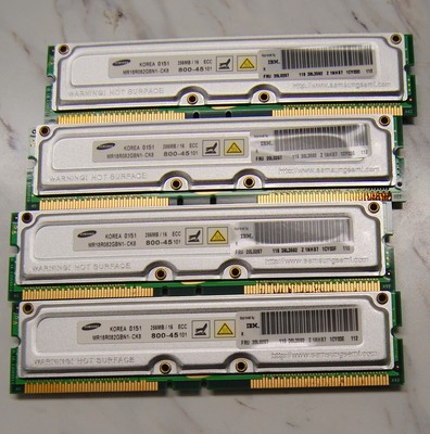 4- 256MB  RAMBUS RIMM  800-45  256/16 800-45 800 45 184PIN ECC NON-REGISTER