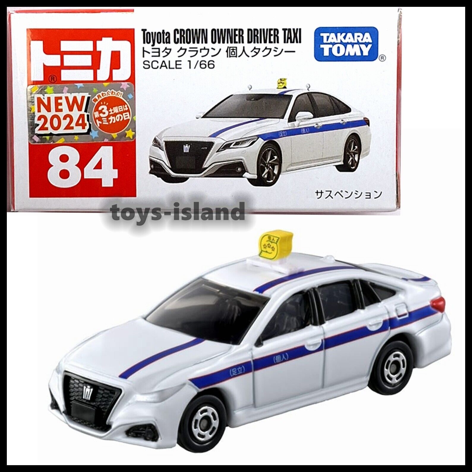 TOMICA 84 Toyota Crown Owner Driver Taxi 1/66 TOMY Diecast TOMICA 84 Toyota Crown Owner Driver Taxi 1/66 TOMY Diecast