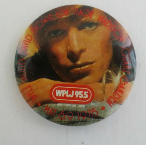 Vintage WPLJ 95.5 NY Radio David Bowie May  8 & 9 1978 Pin Button Pinback Badge