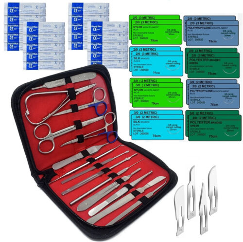 71Pc FIRST AID EMERGENCY TRAUMA RESPONSE KIT+SCALPEL BLADES+SUTURES FOR STUDENTS