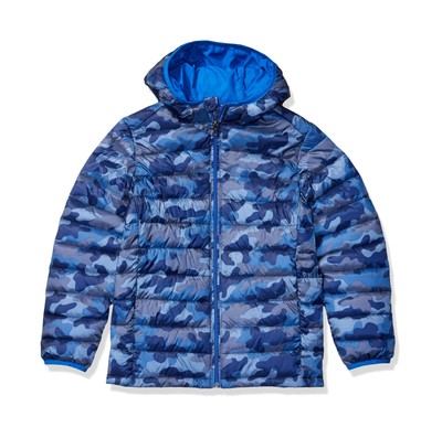 Essentials Boys Light-Weight Water-Resistant Packable Hooded Puffer Jackets Coats