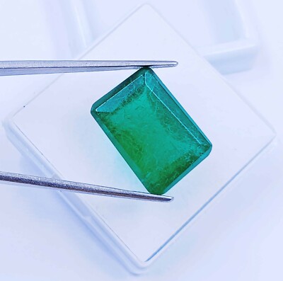 100% Natural Zambian Emerald Cut 24 Ct Certified Rare Green Emerald Gemstone EKH