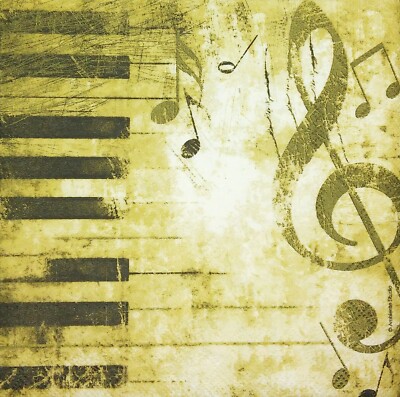 M710# 3 x Single Paper Napkins For Decoupage Craft Tissue Music Piano Keys Notes