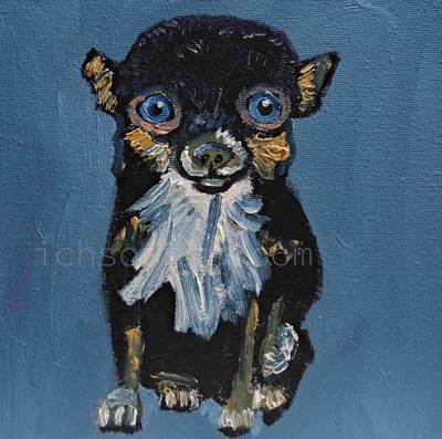 Original dog oil painting, signed