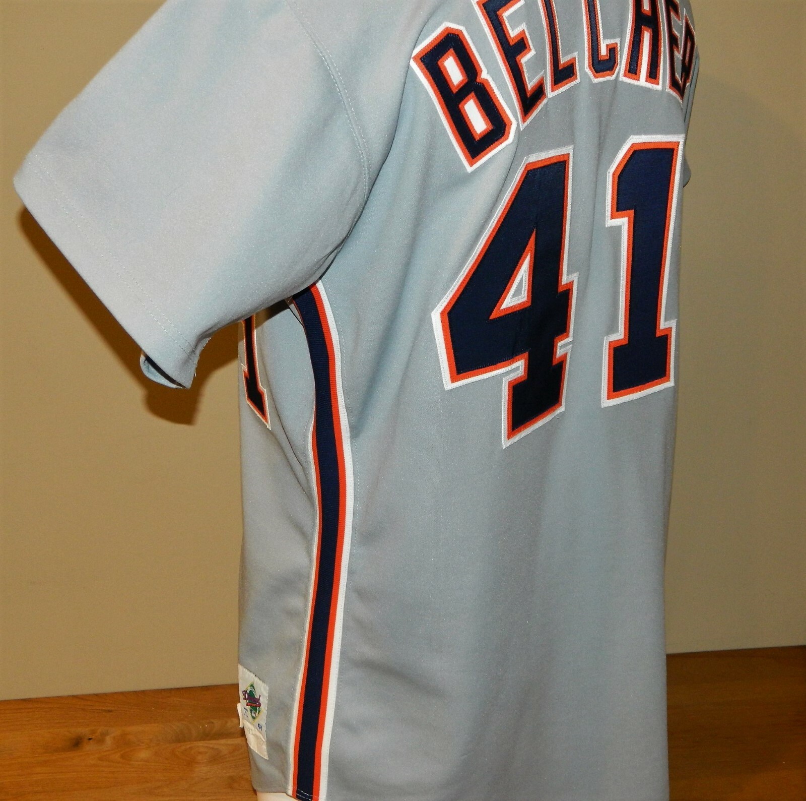 1994 Tim Belcher Game Worn Detroit Tigers Road Jersey #41 - Russell Size 48