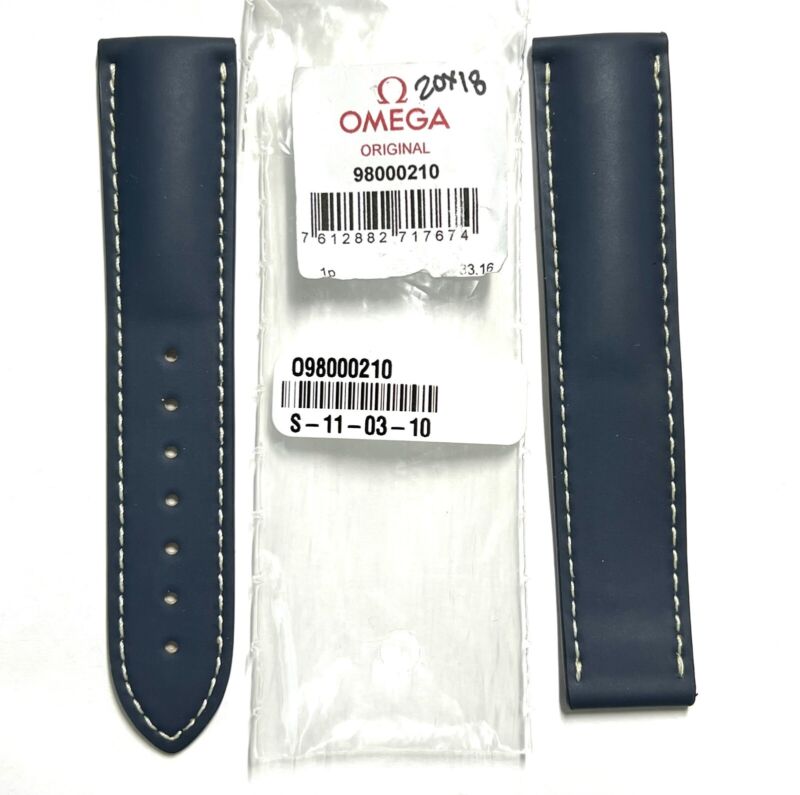 Original Omega Seamaster 20mm Blue Rubber Watch Band Strap # 98000210