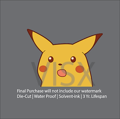 Surprised Pikachu Meme Vinyl Sticker Meme Water Bottle, Laptop, Phone,  Hydro Water Resistant Fun