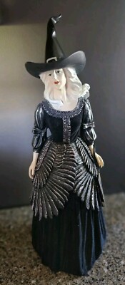 RARE HTF 18  Spooky Night Witch Velvety Dress w/Wings Figurine Halloween Decor