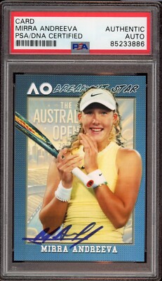 Mirra Andreeva Signed 2024 Pro Net Australian Open Rookie Card Psa/Dna Auto RC