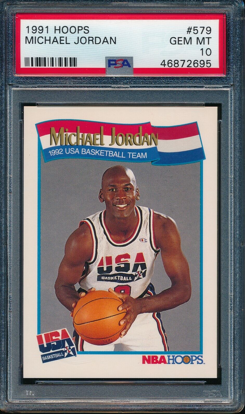 PSA 10 MICHAEL JORDAN 1991-92 91-92 Hoops #579 Olympic Team PSA 10 MICHAEL JORDAN 1991-92 91-92 Hoops #579 Olympic Team