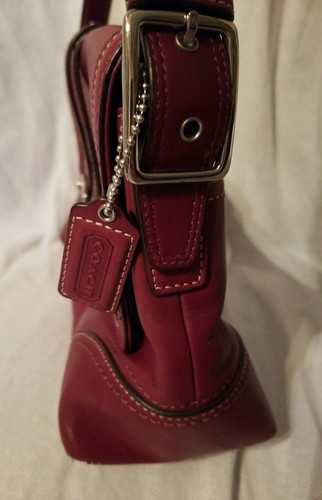 COACH Authentic Burgundy Leather Crossbody Shoulder Bag Adj. Strap H0878-F12606