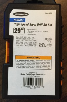 Cobalt 29pc High Speed Steel Drill Bit Set ~ New! $37 (Free Shipping)