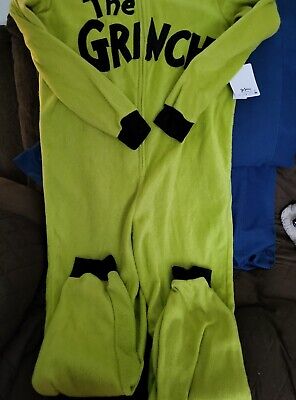 DR. SEUSS THE GRINCH UNISEX COSTUME HOODED PAJAMA ONE PIECE SLEEPWEAR SIZE LARGE