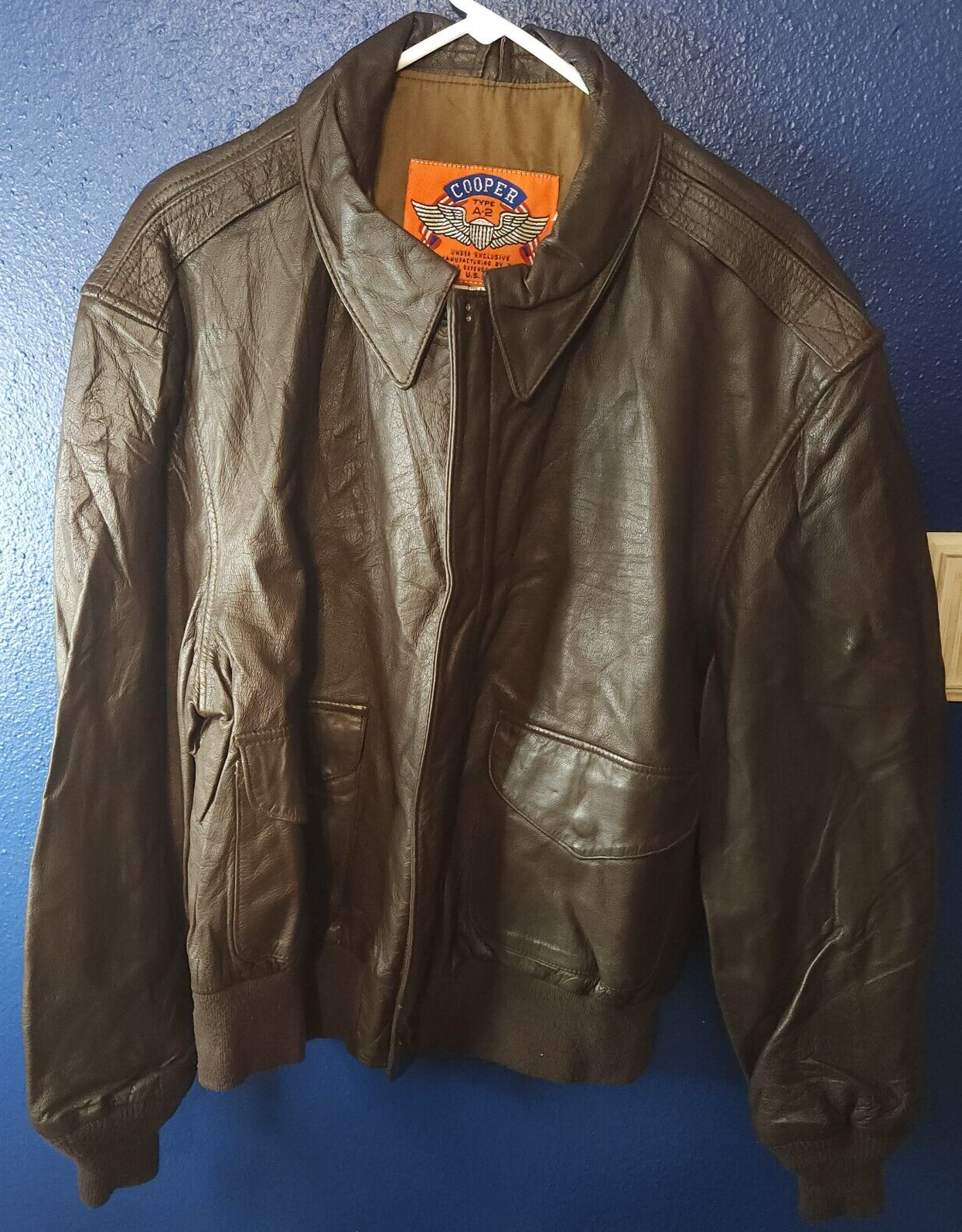 ジャケット・アウター COOPER A-2 Leather Flight Jacket 40Lsize vtg COOPER Type A-2 Leather Bomber Flight Jacket Brown