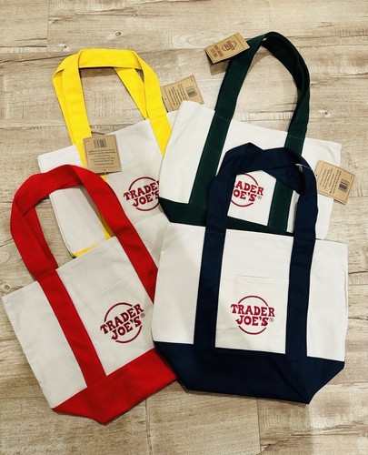 新作TRADER JOE'S MINI CANVAS TOTE BAG BRAND NEW TRADER JOES CANVAS MINI TOTE BAG FULL SET OF 4