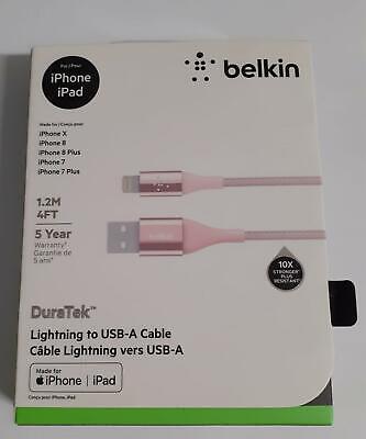 Belkin DuraTek Kevlar 1.2m MFi-Certified Lightning to USB Cable Rose Gold / Pink
