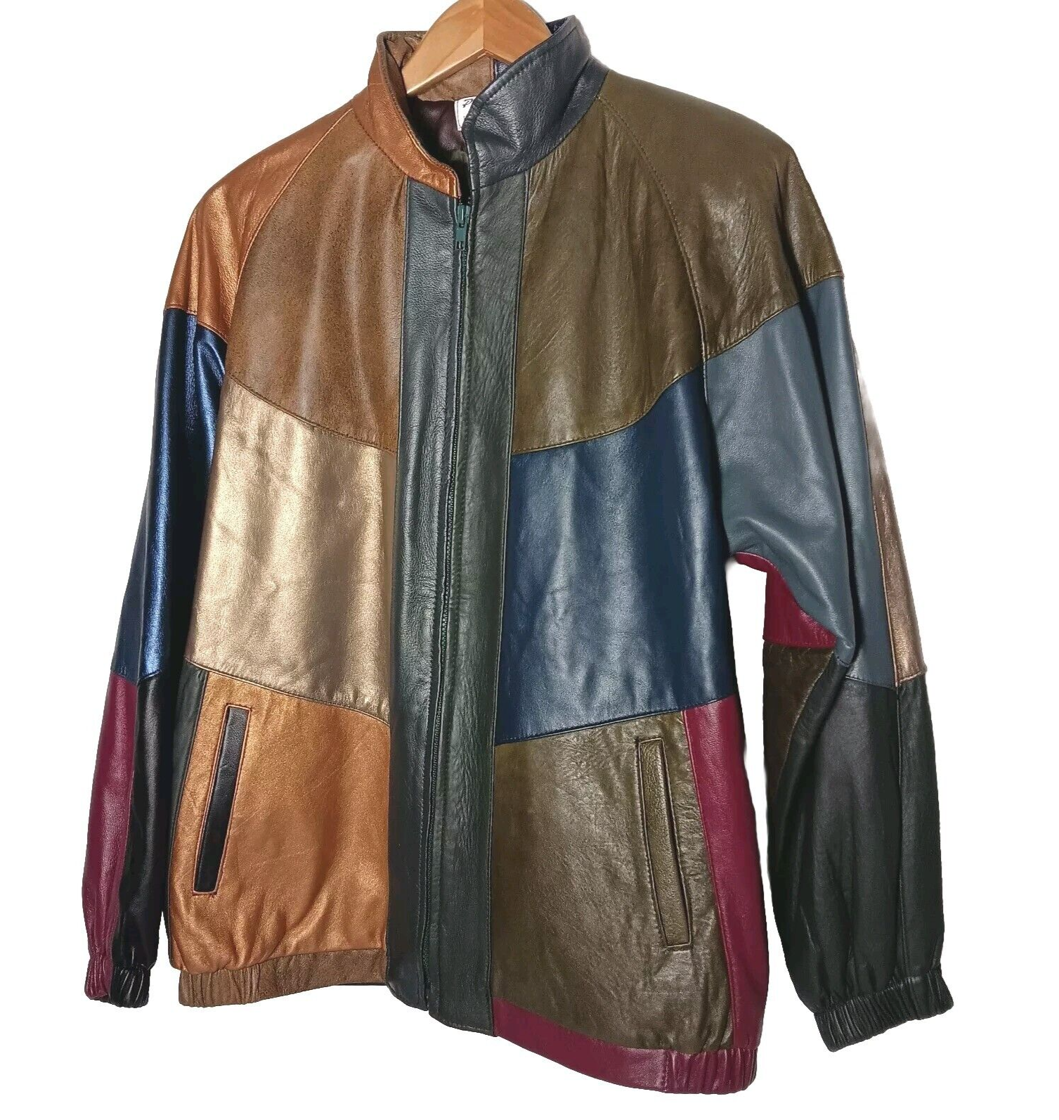 ジャケット・アウター ETHNIC PATCHWORK DESIGN NOCOLLAR JACKET Sanrdo Pell Italia New York Leather Jacket Patchwork