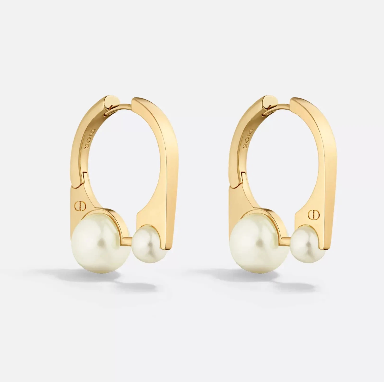 CHRISTIAN DIOR Tribales New Look Earrings Gold White Resin