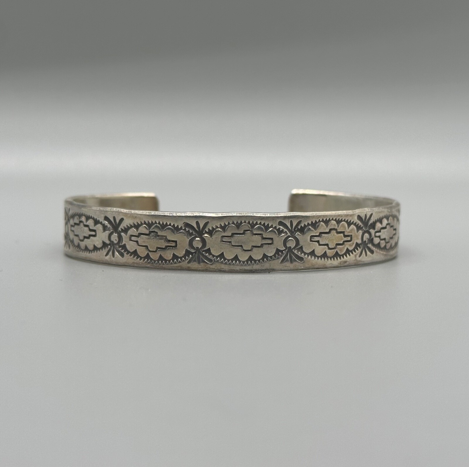 Vintage Navajo Sterling Silver Hand Stamped Bracelet Belinda