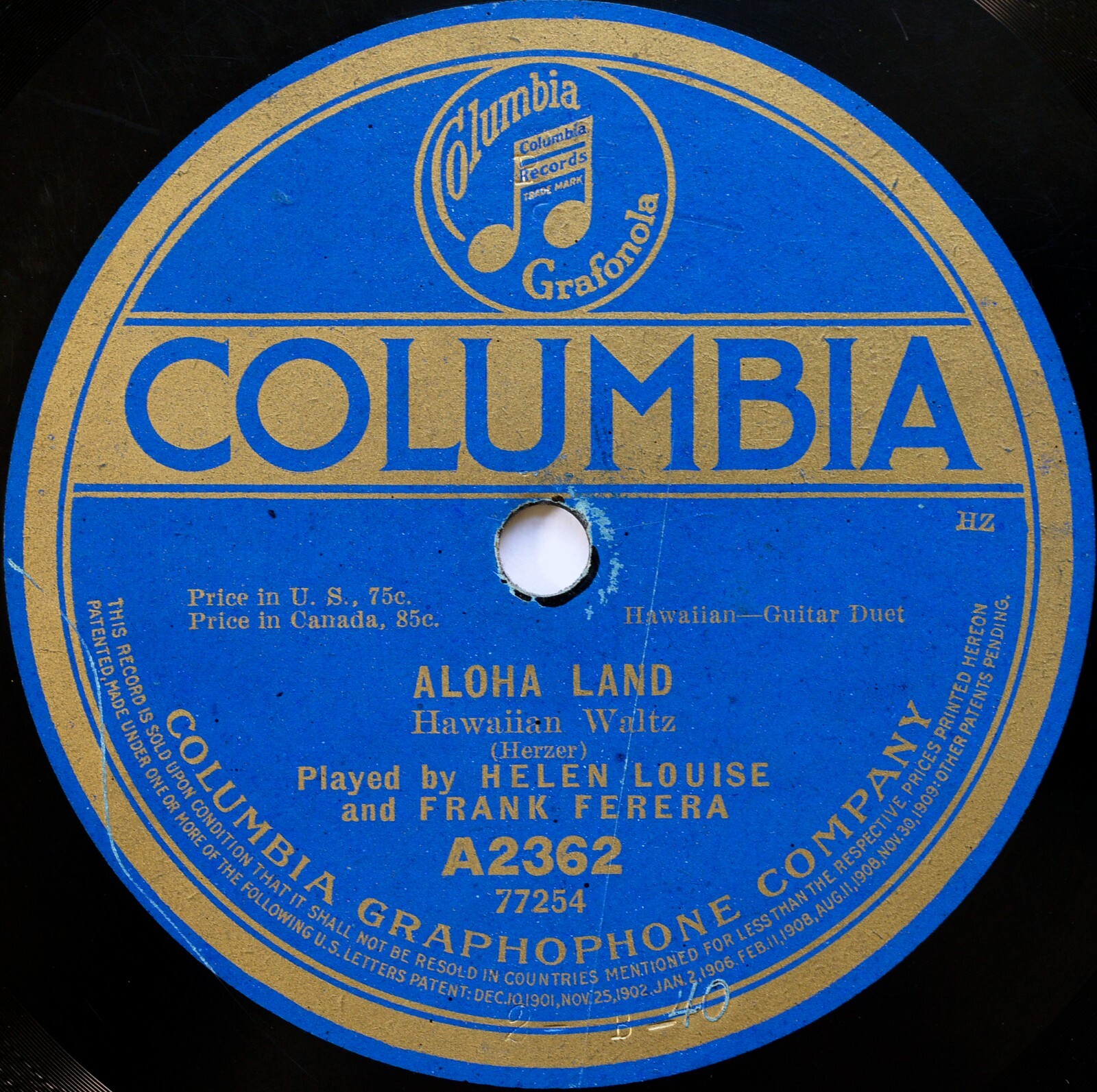 A-JARI CD 『FACTORY VOL.1 』٩( 'ω' )و Helen Louise/Frank Ferera Aloha Land/Along the Way 1917