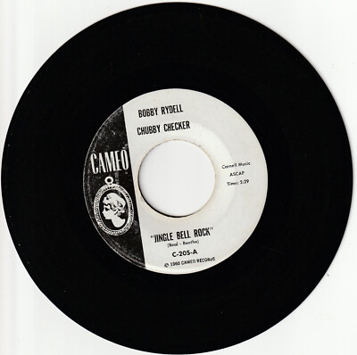 BOBBY RYDELL CHUBBY CHECKER 45 rpm record JINGLE BELL ROCK dj promo