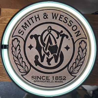 Smith & Wesson  Firearms 12'' round Led Neon Light Sign man cave sign.