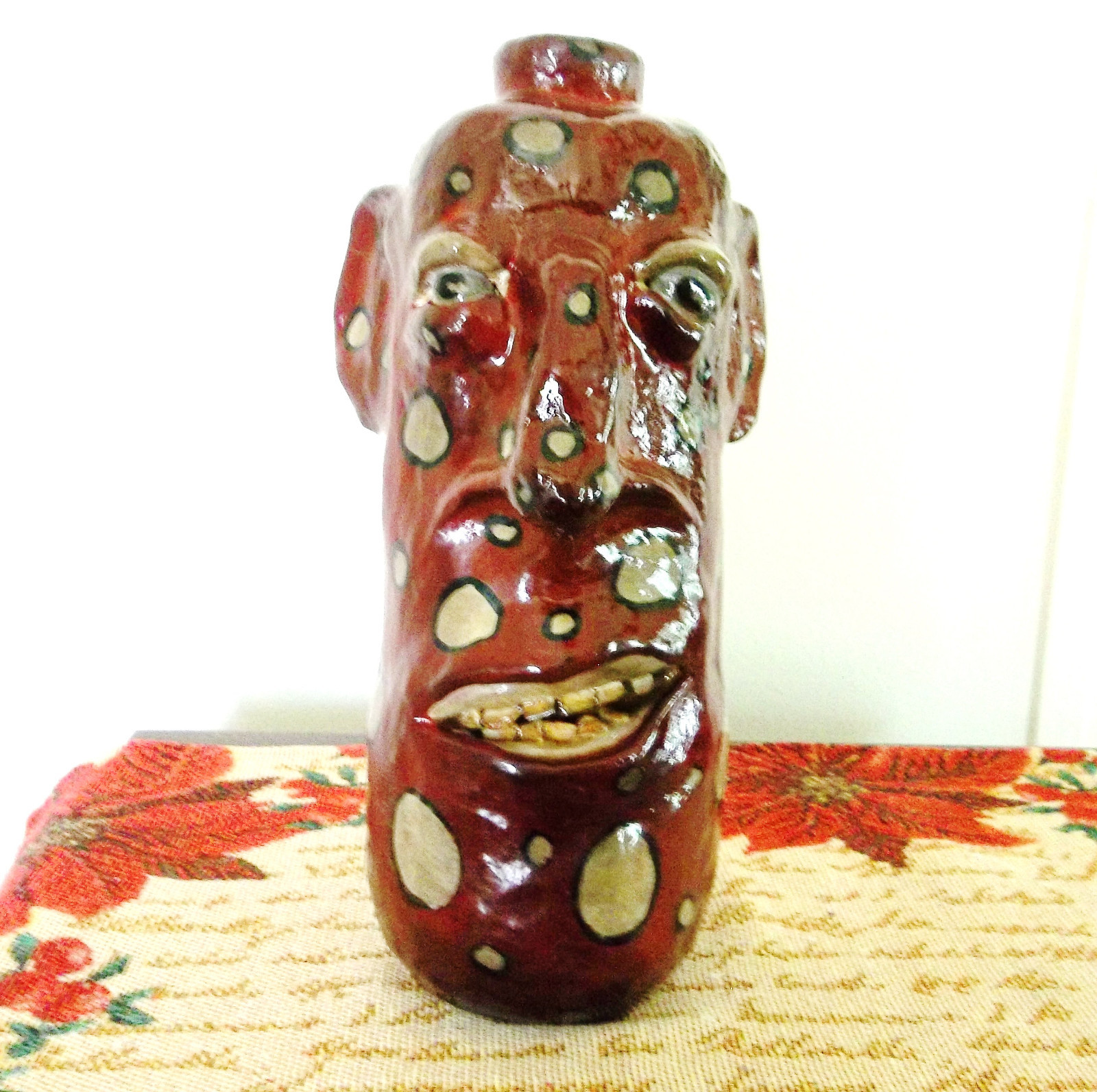 Southern Pottery Face Jug  Hand dug clay  Signed Southern Folk Art