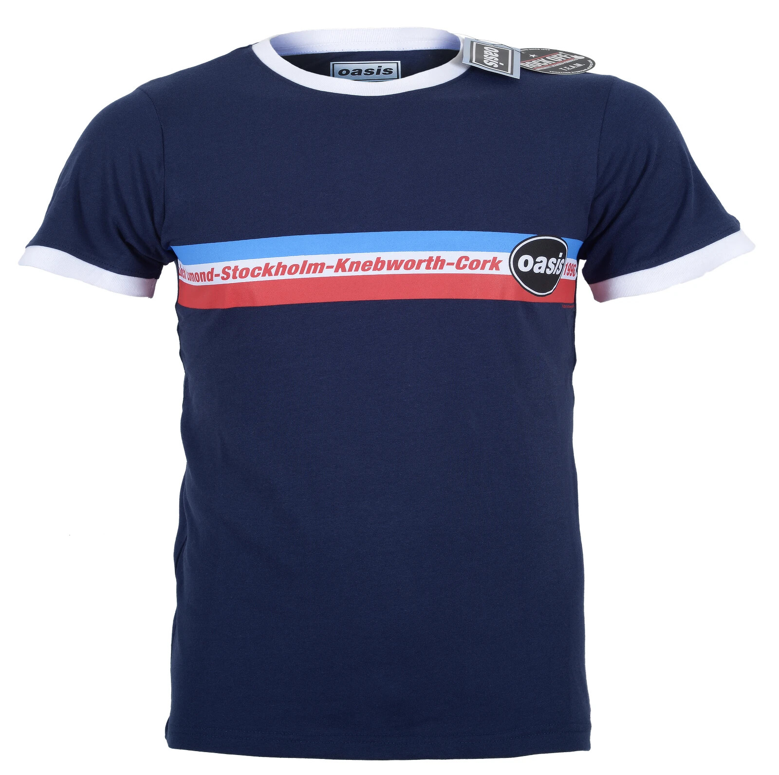 【HI FI FNK】1996 Oasis Tour Top Oasis 1996 Tour Horizontal Stripes Ringer T Shirt Size XL