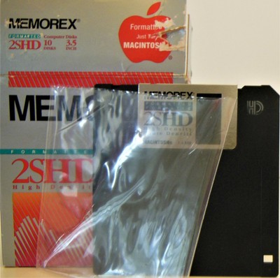 Vintage Memorex Formatted for MACS, 2SHD High Density, 8 Disks, Collectors Item.