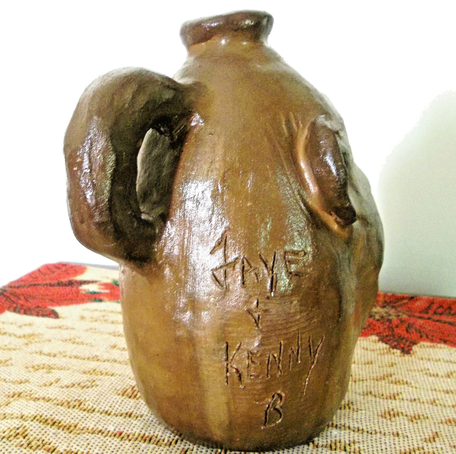 Southern Face Jug -hand dug carolina clay -  signed - Decorative Folk Art