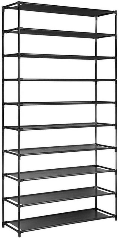 Artiss Stackable Metal Shoe Rack 10 Tiers 85 * 26 * 160CM Black | Sturdy Metal F