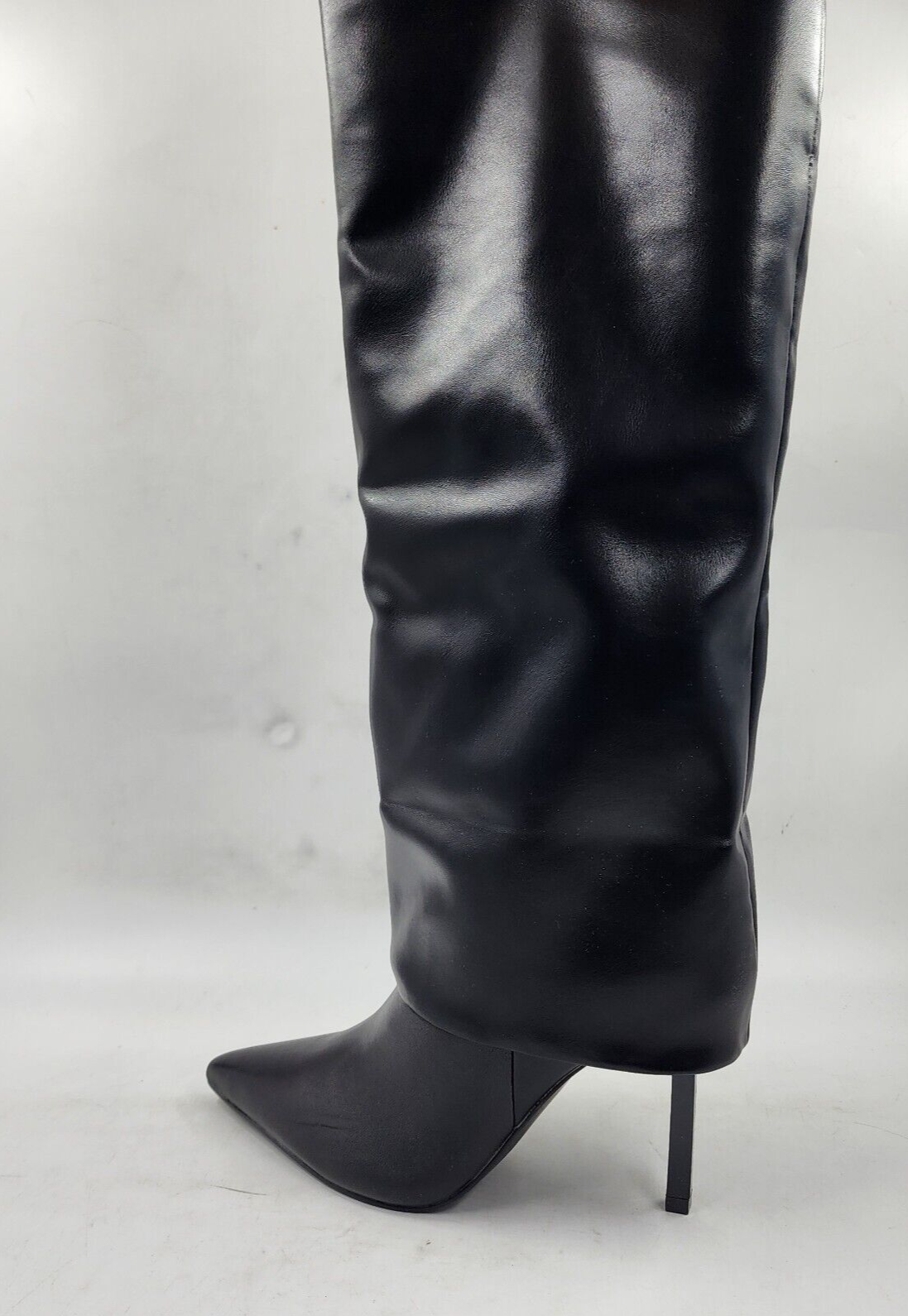 AQUA Tena Pointed Toe High Heel Boots Women's 5.5M Black Long Cuff Detailing - Picture 15 of 17