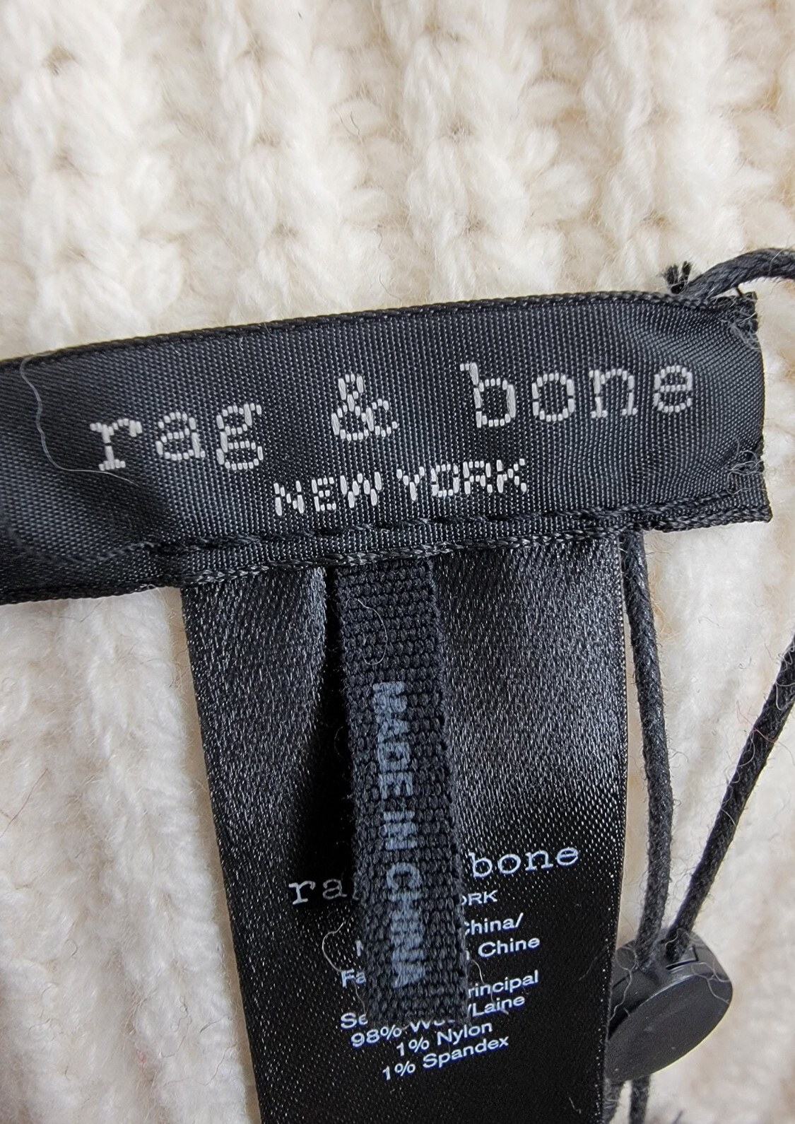 rag & bone Wool Blend Leigh Fair Isle Scarf Women's One Size Ivory~ - Picture 7 of 14