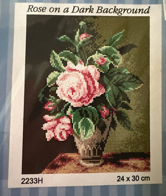 Printed needlepoint  tapestry Canvas Only Orchidea   24x30 cm Roses