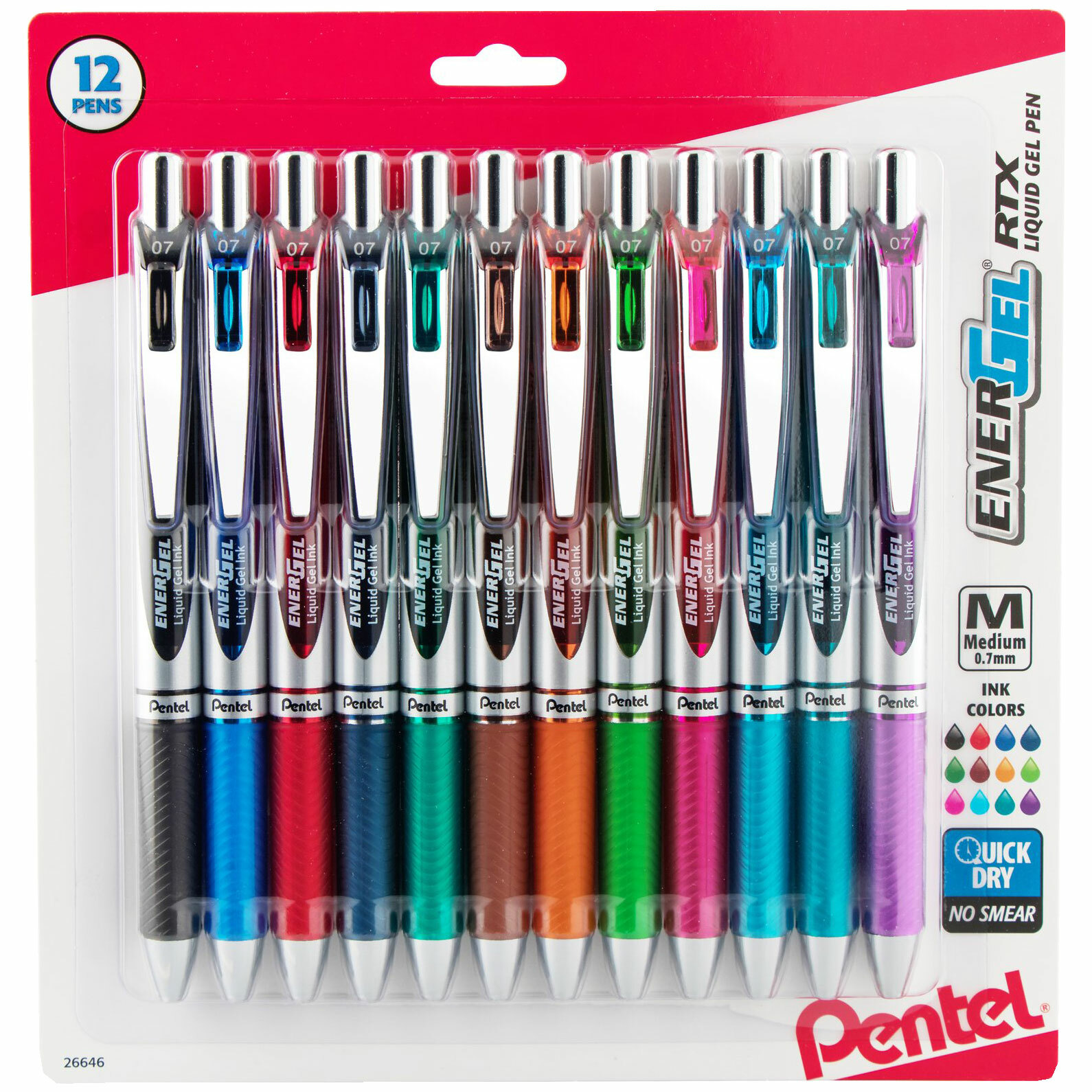 Pentel EnerGel 0.7 RTX BL77BP12M 26646 Retractable Liquid