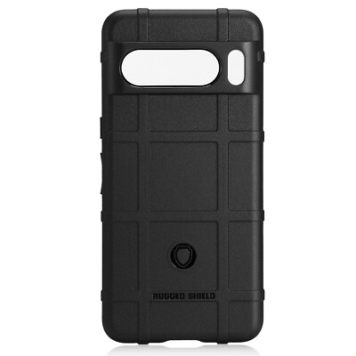 Black Rugged Shield Case Hard Rubber for Google Pixel 8 Pro