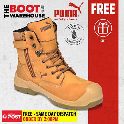 Puma Conquest WHEAT 630727. Safety Work Boot. Zip Side, 100% WATERPROOF BOOT