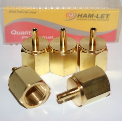 (5 Lot)  1/4'' Tube x 1/2'' FNPT Brass Adapter Fitting HAM-LET  739LFB1/4X1/2