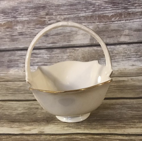 Lenox Gold Trim Basket 6” Candy Dish  Small Vase Embossed