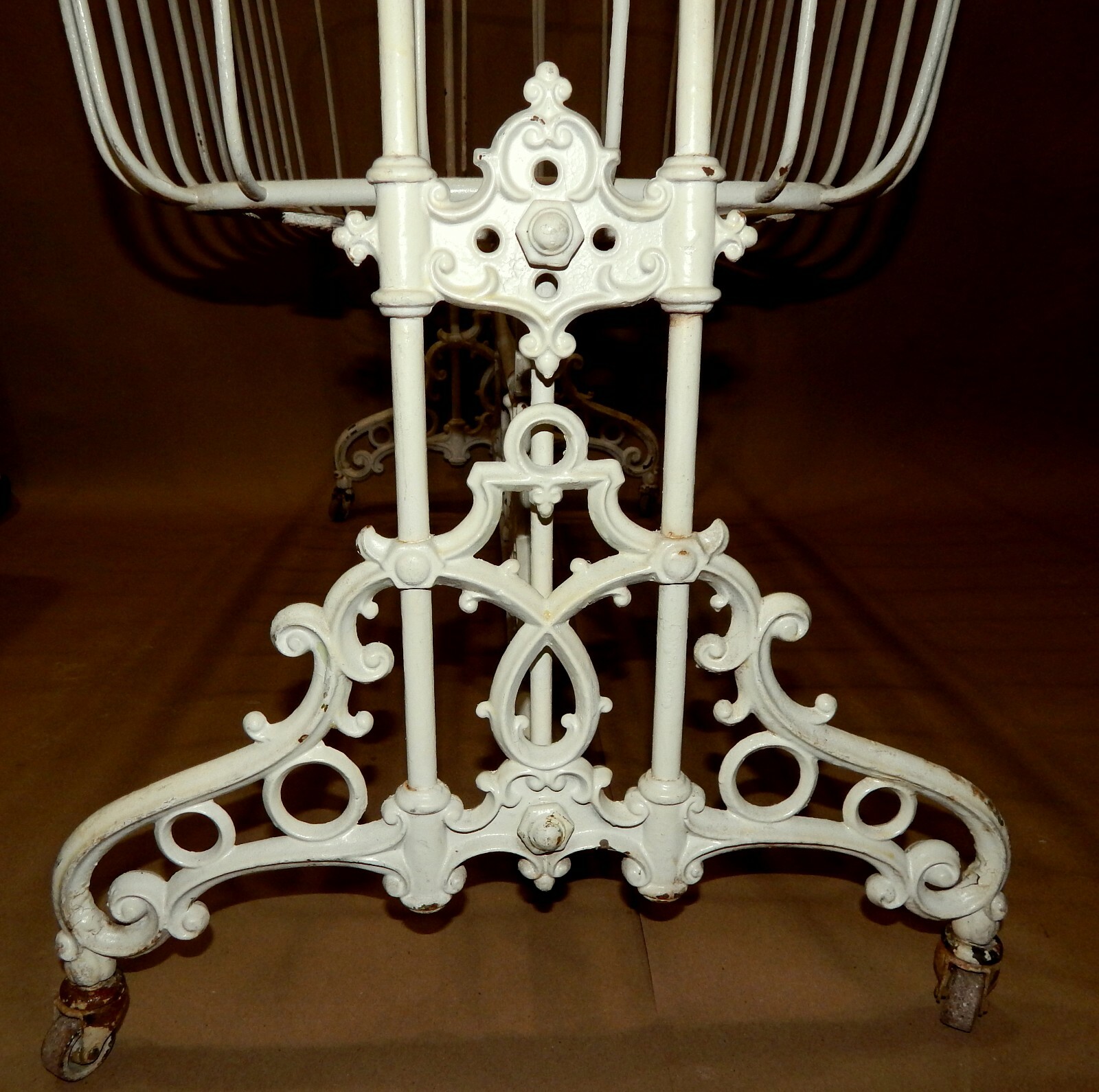 RARE Victorian baby cradle cot wrought iron rocking cradle