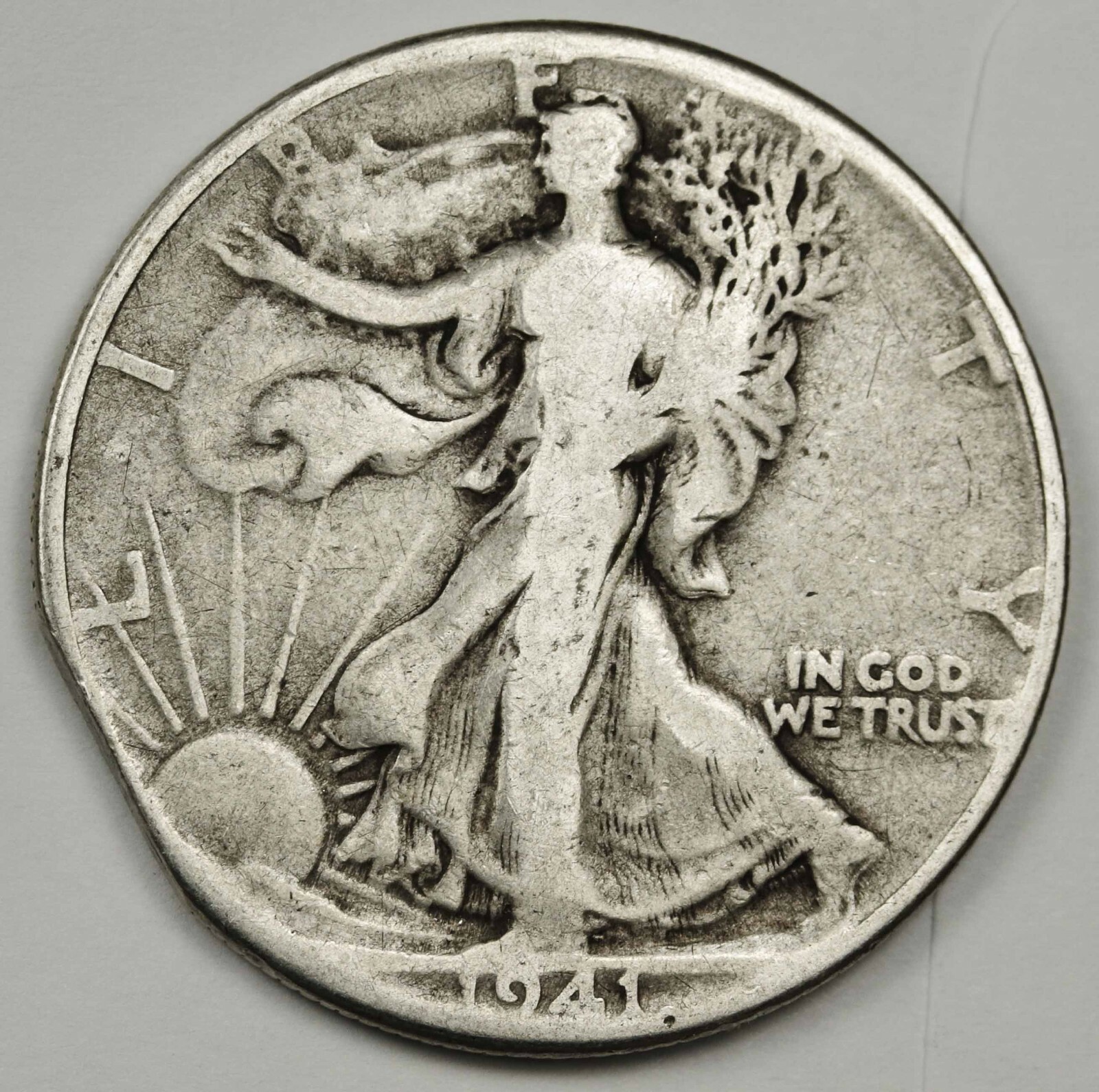 1941 Walking Liberty Half. Error Mint Clipped Planchet